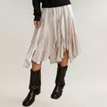 Anna-Kaci Women¡¯s Layered Handkerchief Hem Midi Skirt with Soft Flowing Panels and Textured Draped Design for an Effortlessly Styled Look