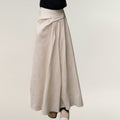Anna-Kaci Women's High Waist A-Line Maxi Skirt with Soft Draped Pleat Detail and Flowing Full-Length Silhouette