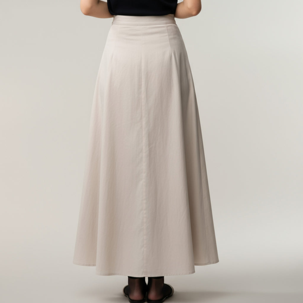 Anna-Kaci Women's High Waist A-Line Maxi Skirt with Soft Draped Pleat Detail and Flowing Full-Length Silhouette