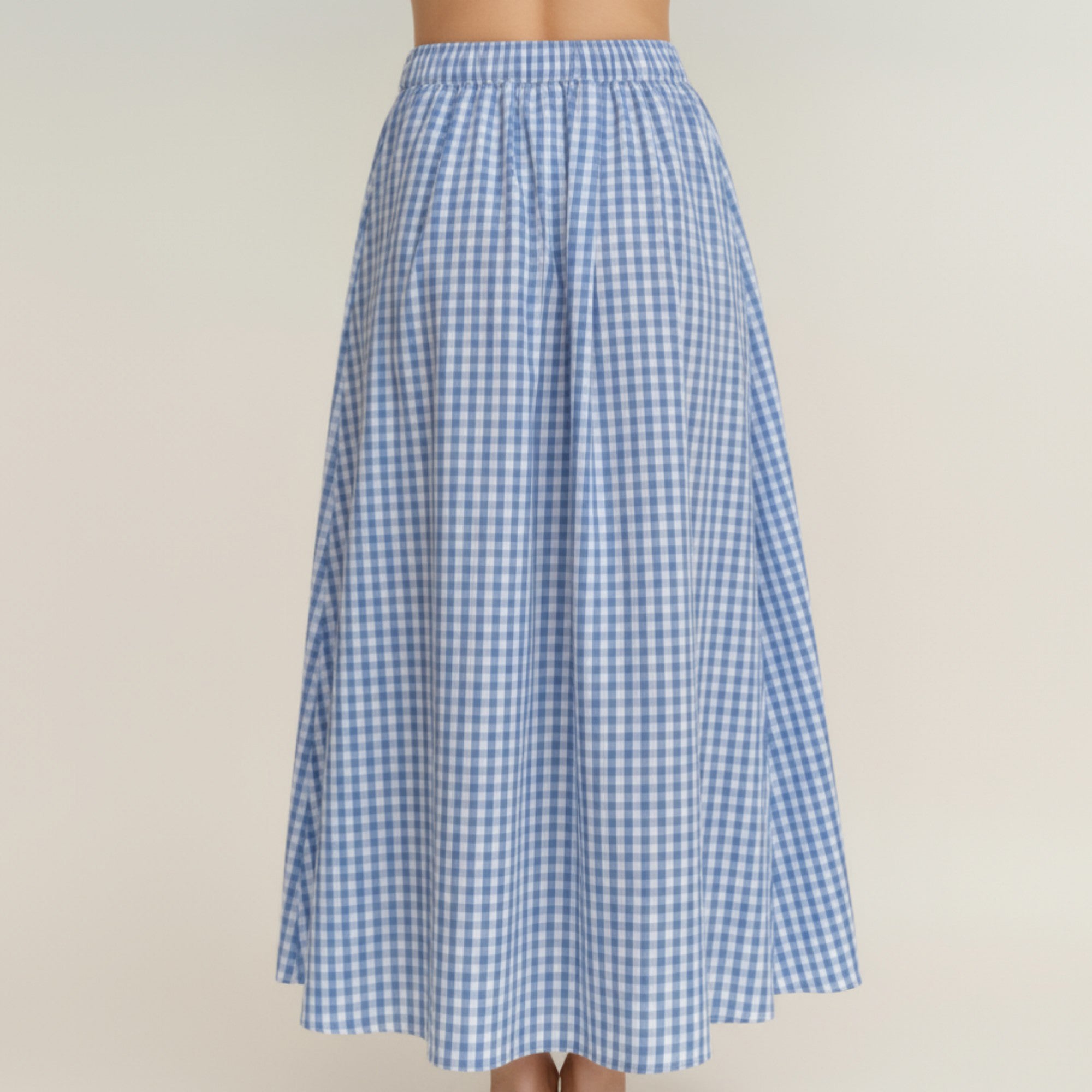 Anna-Kaci Women's Gingham Pattern Maxi Skirt with Full Gathered Silhouette and Soft Flowing Fabric Design