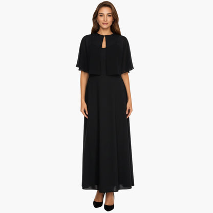 Anna-Kaci Women' s Sheer Flutter Sleeve Capelet Topper with Flowing Layered Silhouette and Elegant Front Closure