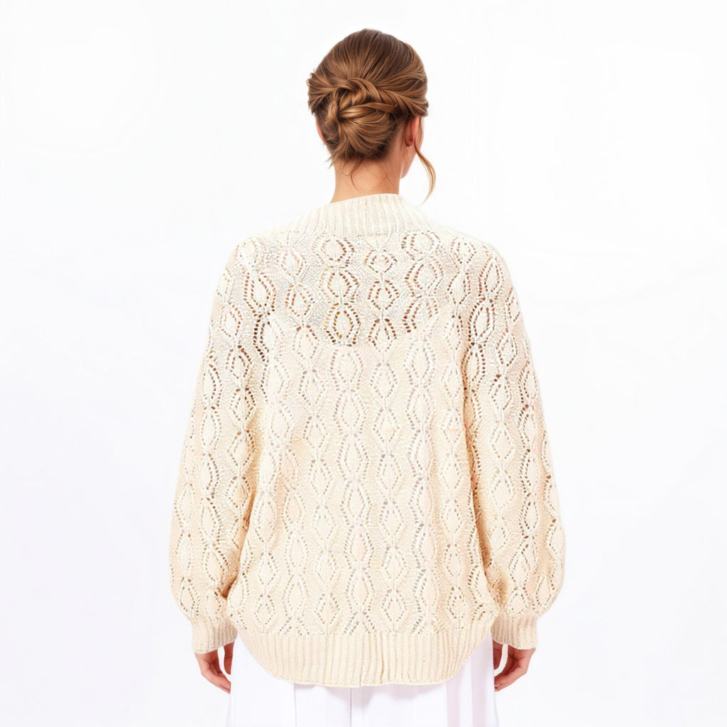 Anna-Kaci Women' s Open Knit Shrug Cardigan with Delicate Textured Pattern and Lightweight Drape for Everyday Tops