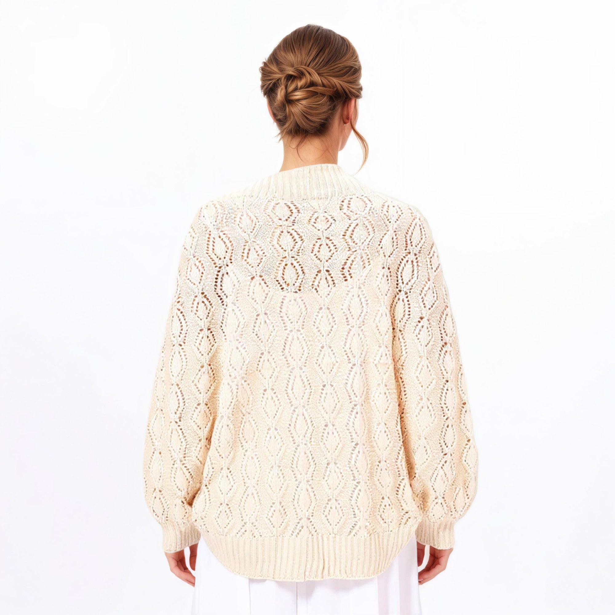 Anna-Kaci Women' s Open Knit Shrug Cardigan with Delicate Textured Pattern and Lightweight Drape for Everyday Tops
