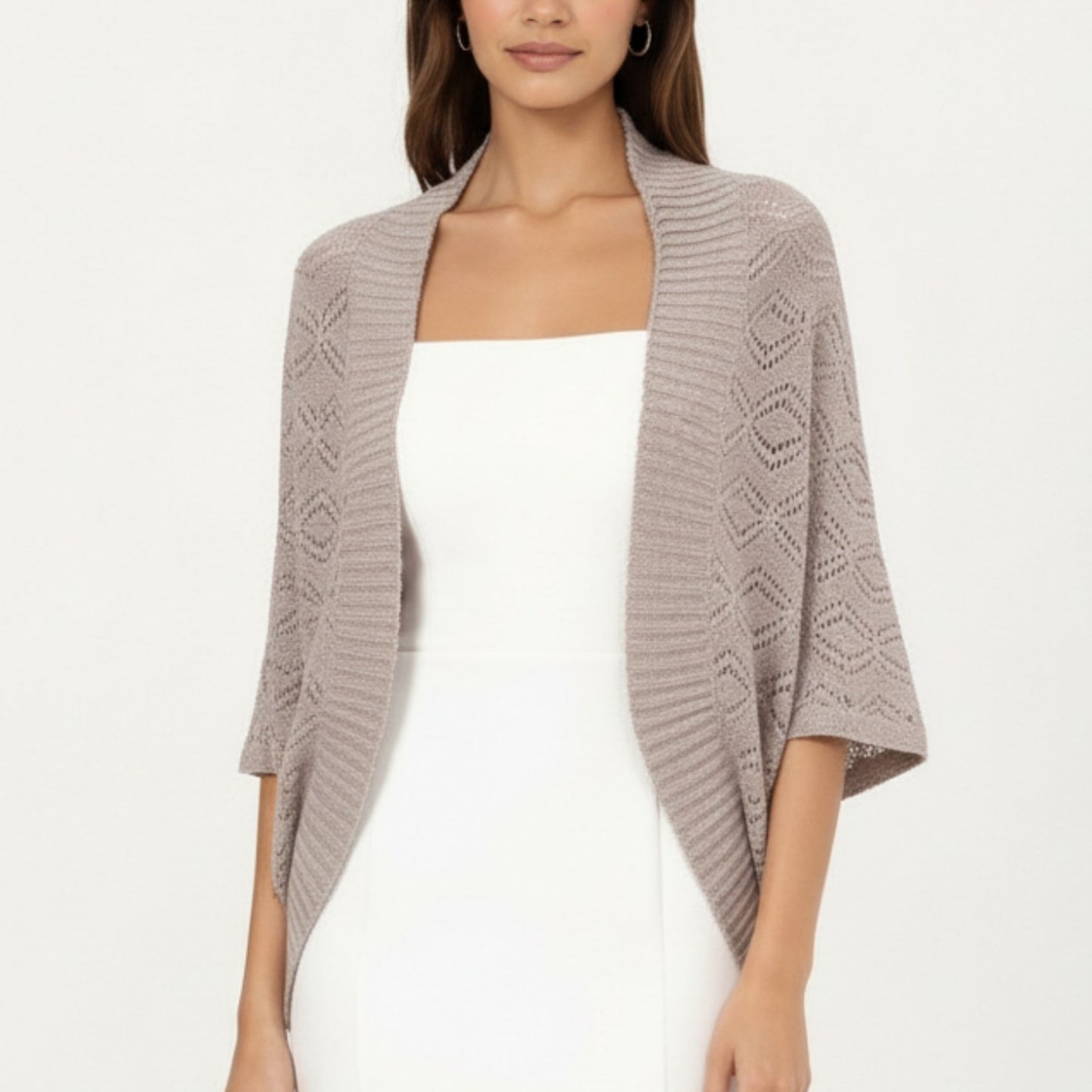 Anna-Kaci Women' s Open Knit Shrug Cardigan with Delicate Textured Pattern and Lightweight Drape for Everyday Tops