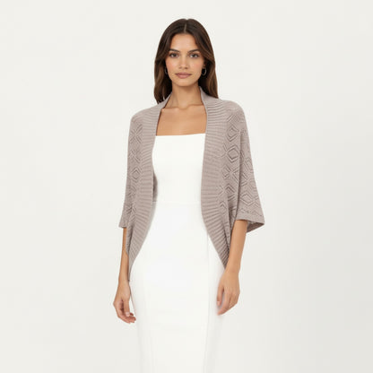Anna-Kaci Women' s Open Knit Shrug Cardigan with Delicate Textured Pattern and Lightweight Drape for Everyday Tops