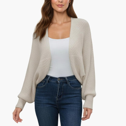Anna-Kaci Women' s Open Front Dolman Sleeve Knit Cardigan with Soft Textured Cozy Rib Design and Relaxed Draped Silhouette