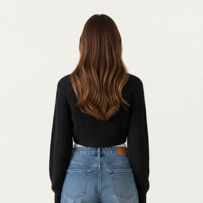 Anna-Kaci Women' s Cropped Knit Shrug Cardigan with Long Sleeves Soft Textured Rib Fabric and Open Front Bolero Silhouette