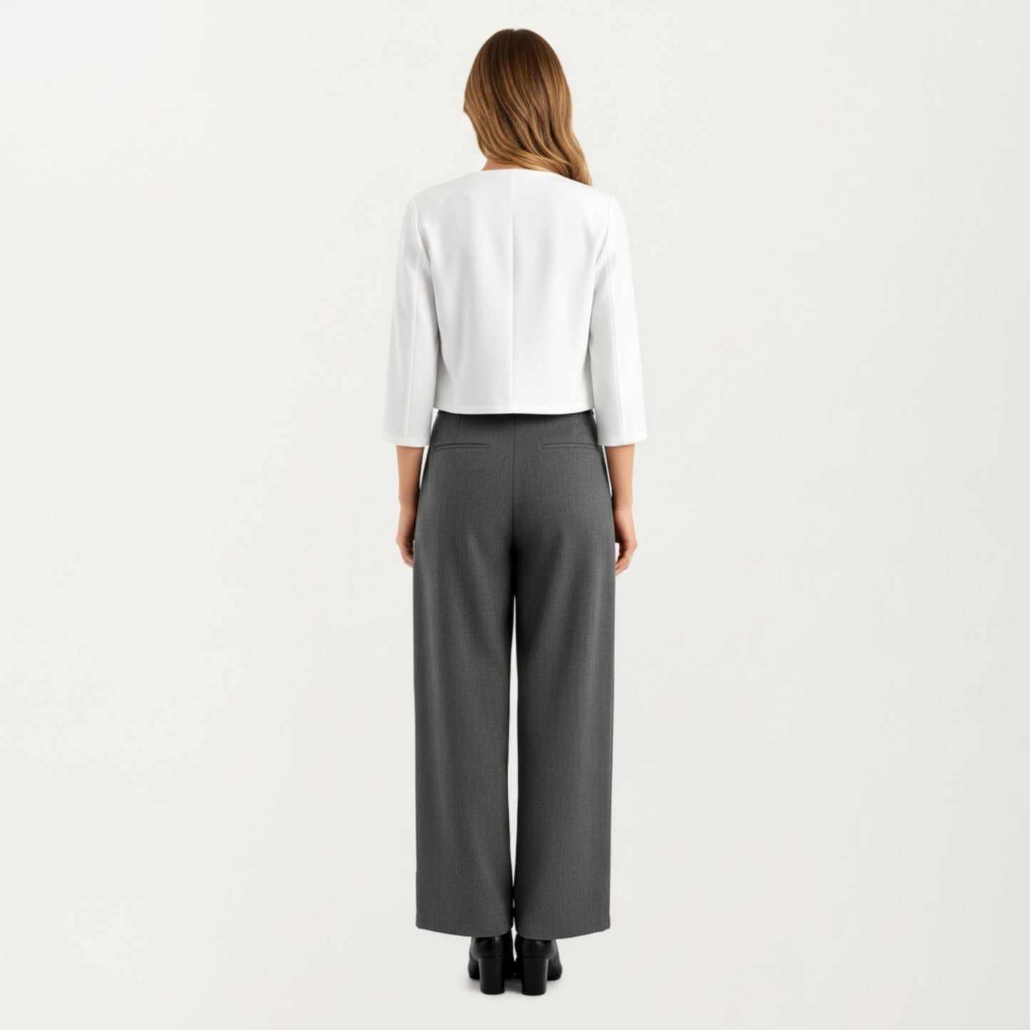 Anna-Kaci Women' s Open Front Cropped Blazer with 3/4 Sleeves Structured Clean Lines and Soft Fabric for a Polished Layered Look