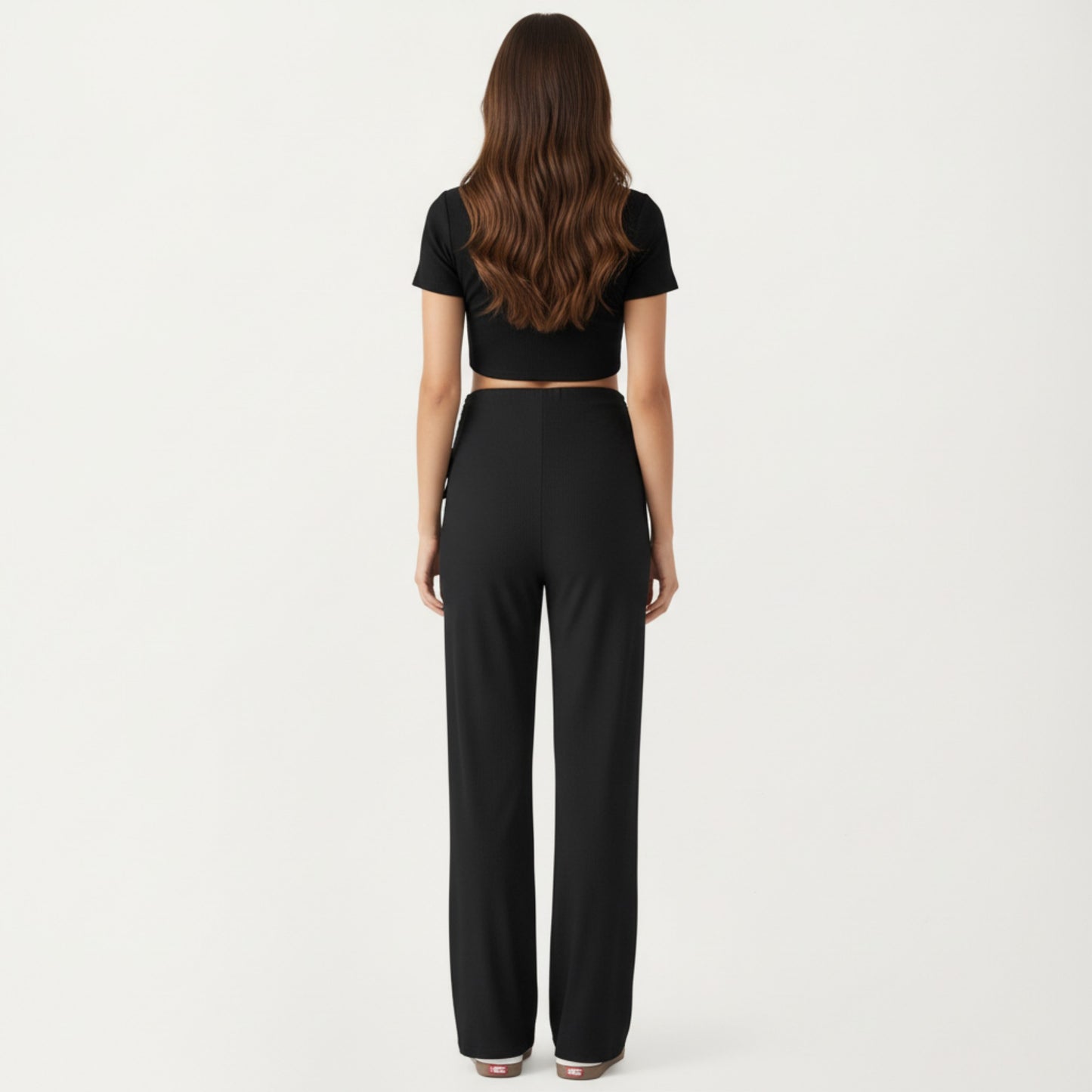 Anna-Kaci Women' s Maternity Wide Leg Pants with Adjustable Ruched Waist Stretch Knit Fabric and Relaxed Full-Length Fit for Comfort