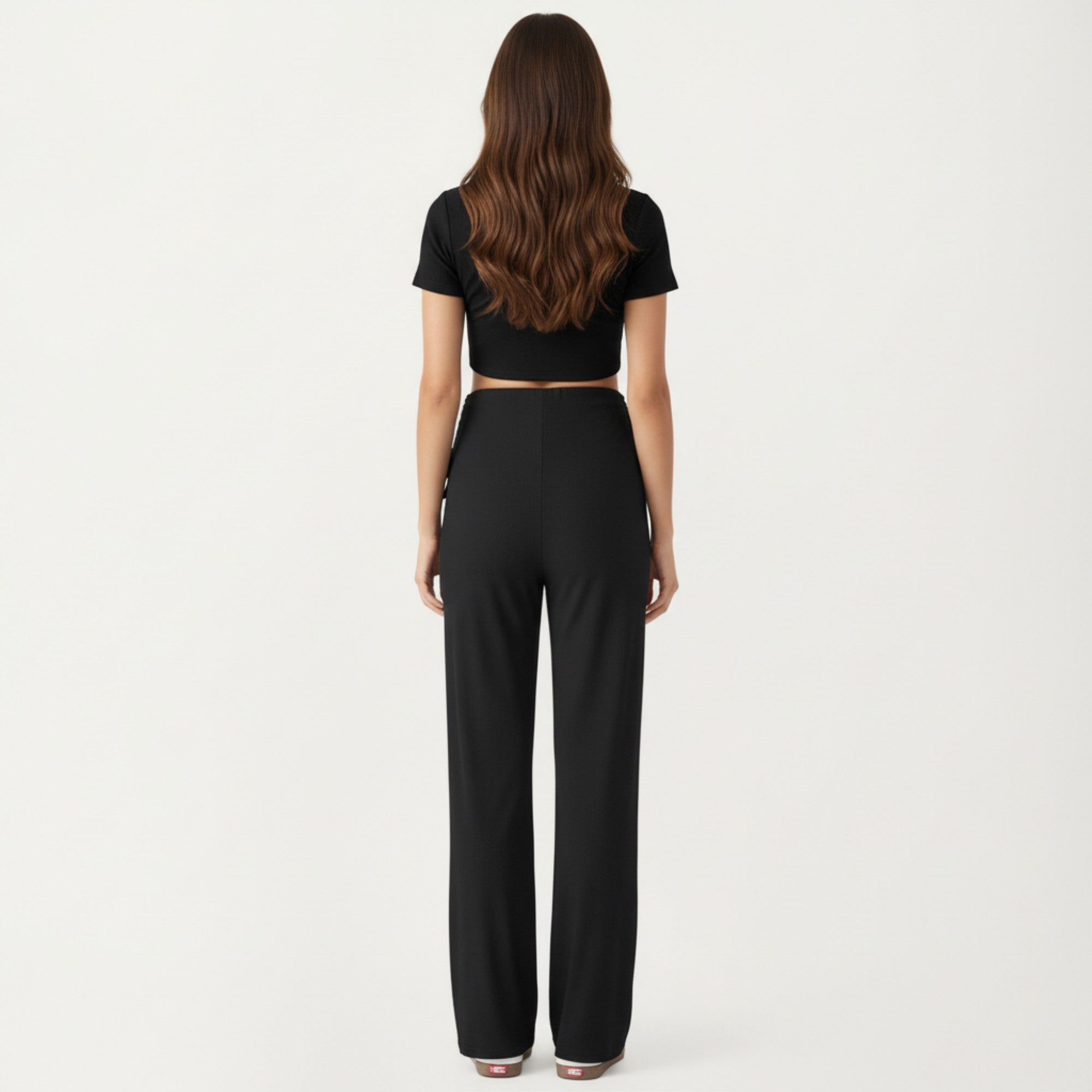 Anna-Kaci Women' s Maternity Wide Leg Pants with Adjustable Ruched Waist Stretch Knit Fabric and Relaxed Full-Length Fit for Comfort