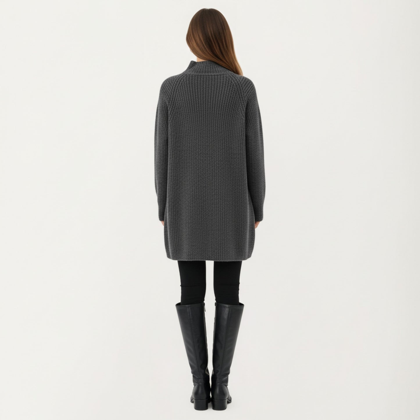 Anna-Kaci Women' s Maternity Textured Knit Sweater Dress with High Mock Neck Long Sleeve Relaxed Fit and Soft Ribbed Detailing