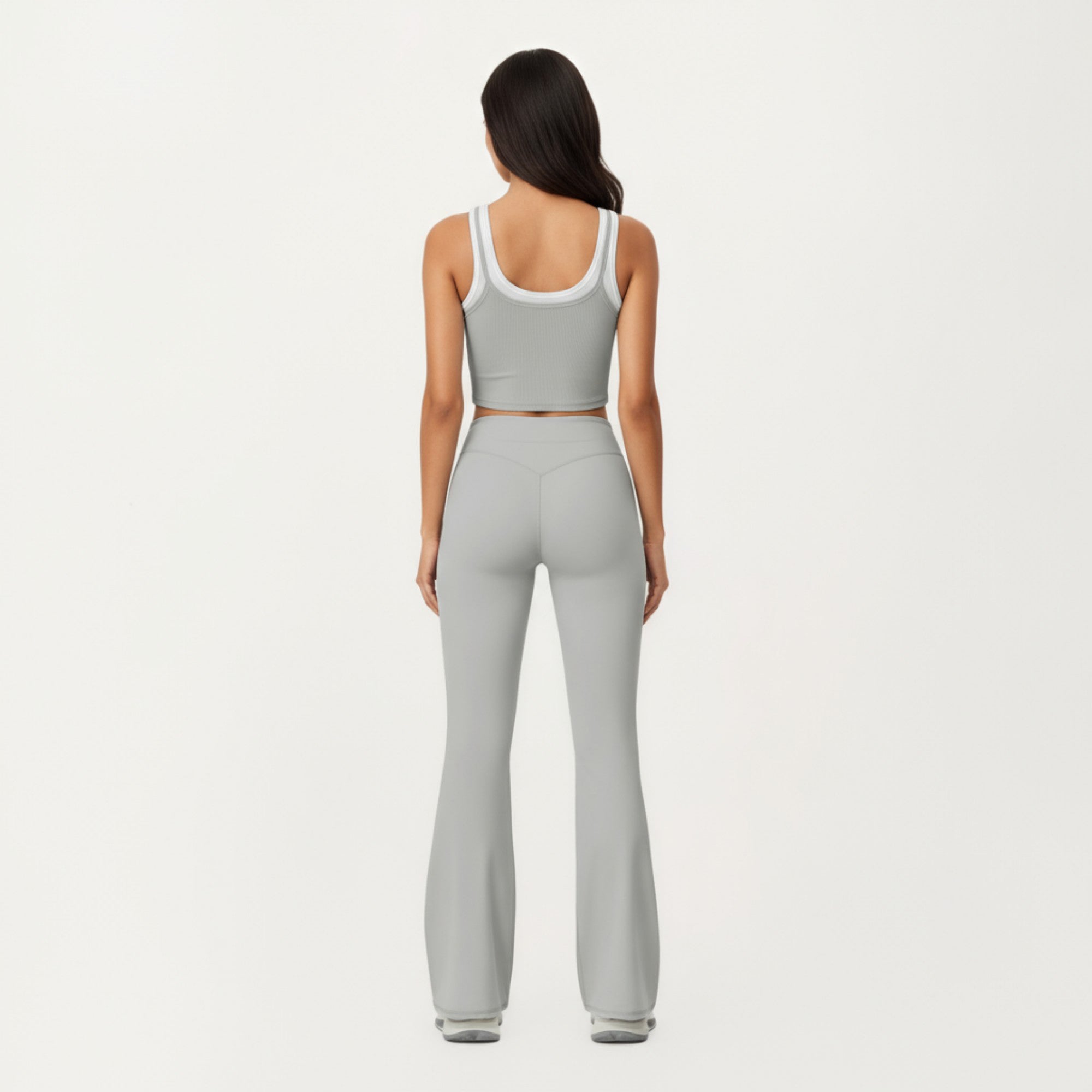 Anna-Kaci Active Women's Fitted Scoop Neck Crop Athletic Tank Top with Contrast Trim Details and Supportive Stretch Performance Fabric