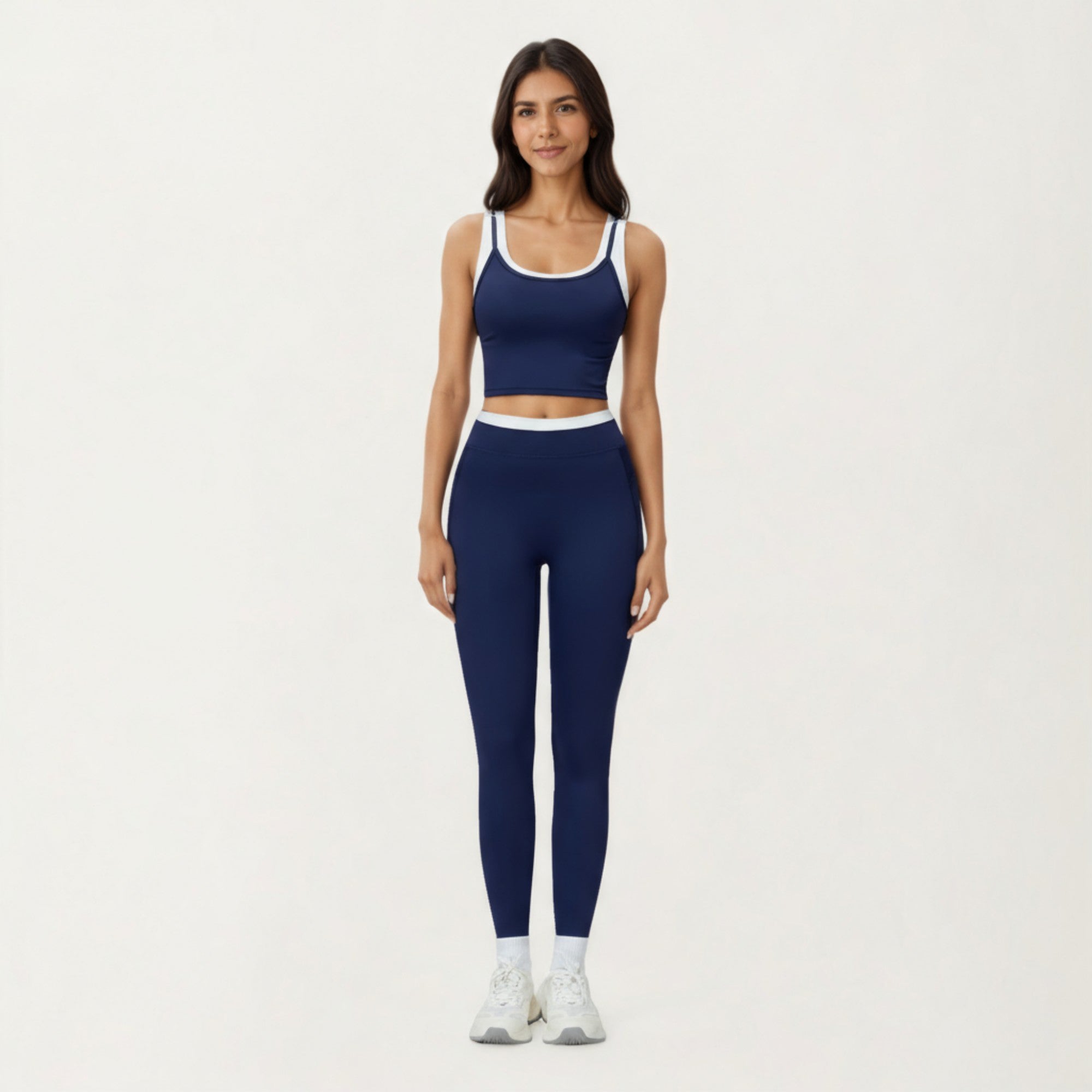Anna-Kaci Active Women's Fitted Scoop Neck Crop Athletic Tank Top with Contrast Trim Details and Supportive Stretch Performance Fabric