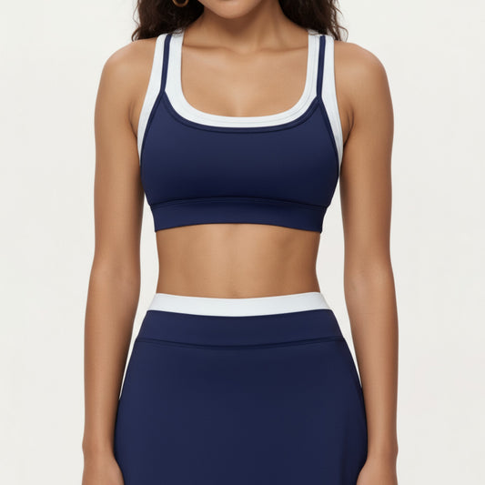 Anna-Kaci Active Women's Double Layer Scoop Neck Sports Bra with Smooth Stretch Fabric, Soft Supportive Fit and Wide Straps for Everyday Movement