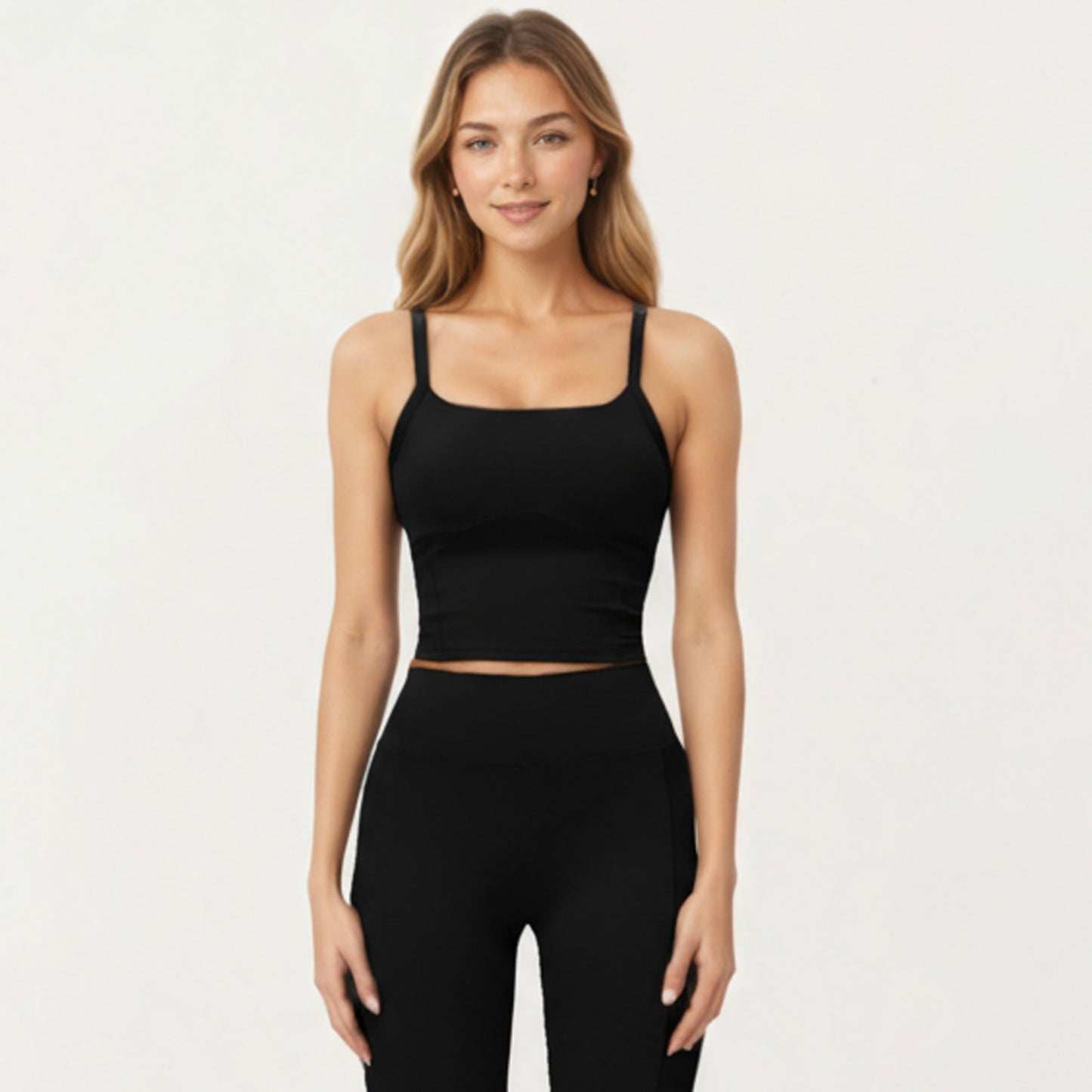 Anna-Kaci Active Women's Fitted Active Tank Top with Square Neckline, Supportive Built-In Shelf Layer and Smooth Stretch Fabric for a Sculpted Fit