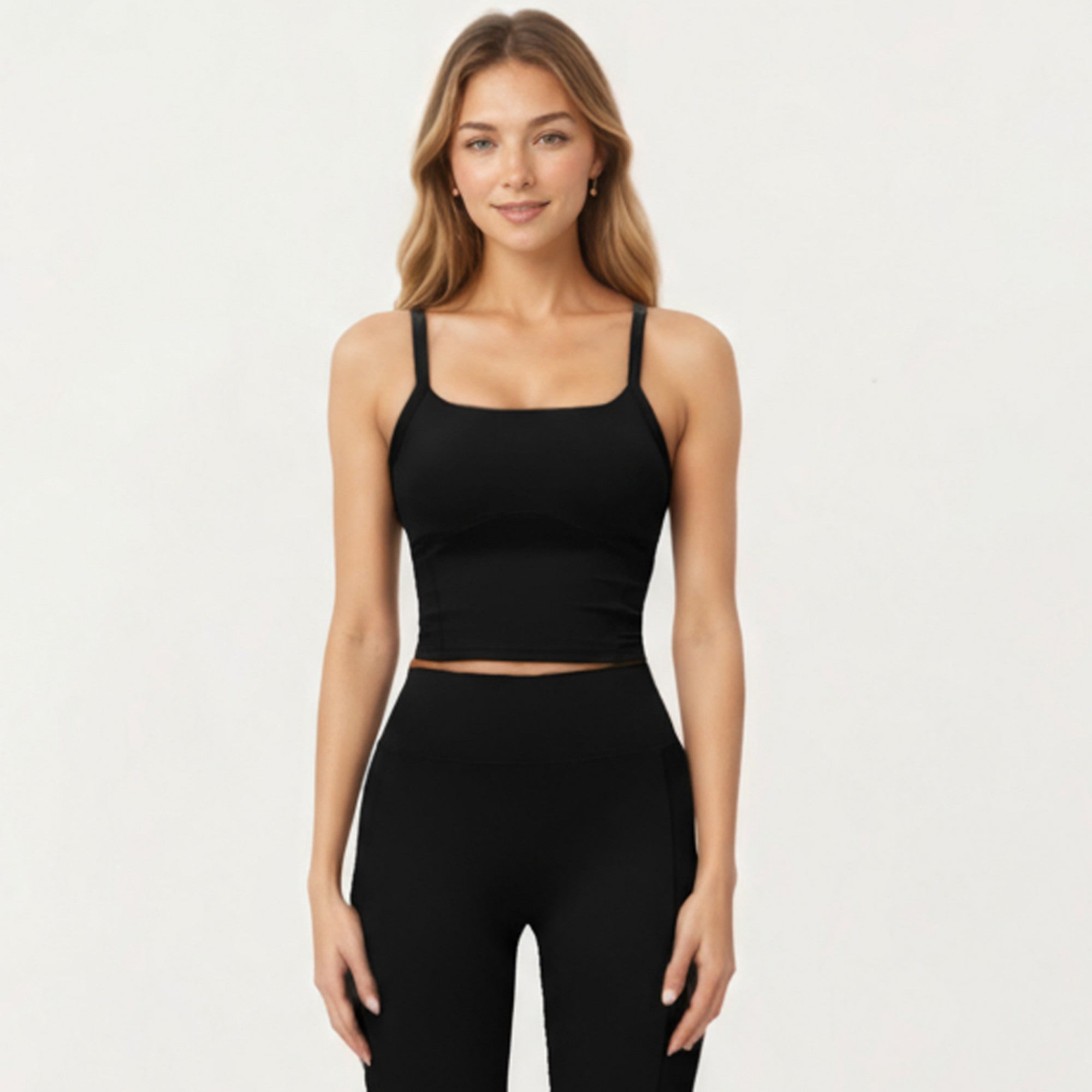 Anna-Kaci Active Women's Fitted Active Tank Top with Square Neckline, Supportive Built-In Shelf Layer and Smooth Stretch Fabric for a Sculpted Fit
