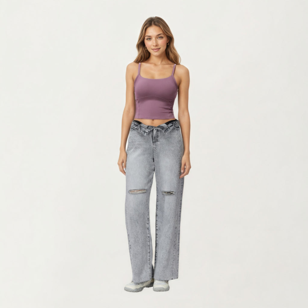 Anna-Kaci Active Women's Fitted Active Tank Top with Square Neckline, Supportive Built-In Shelf Layer and Smooth Stretch Fabric for a Sculpted Fit