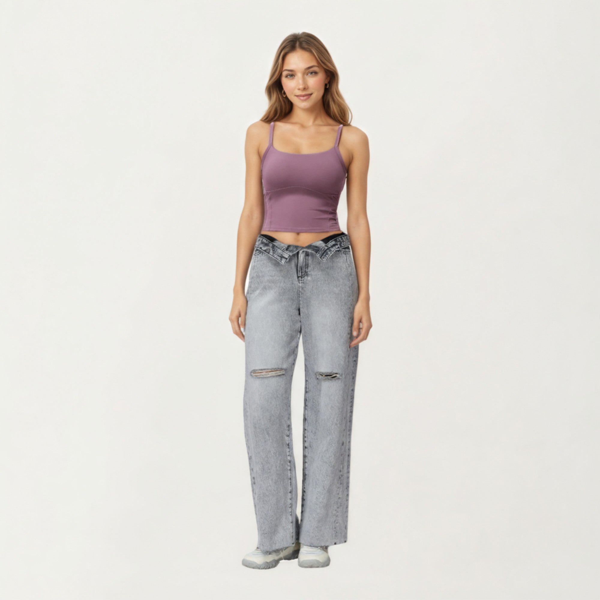 Anna-Kaci Active Women's Fitted Active Tank Top with Square Neckline, Supportive Built-In Shelf Layer and Smooth Stretch Fabric for a Sculpted Fit