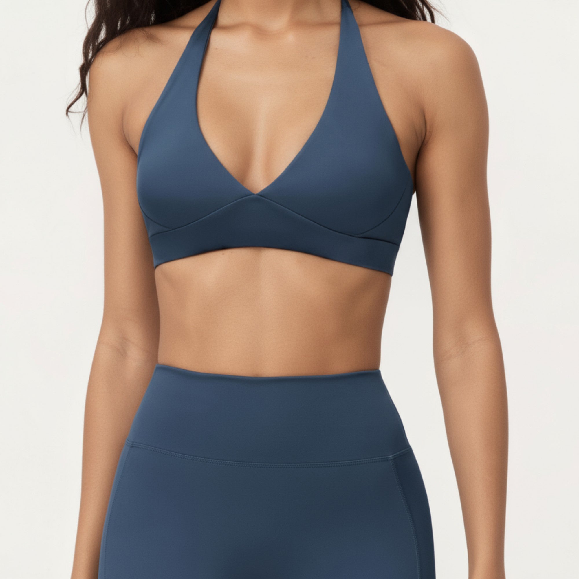 Anna-Kaci Active Women's Halter Neck Sports Bra with Deep V-Front, Wide Underband Support and Smooth Stretch Fabric for a Flattering Active Fit