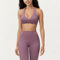 Anna-Kaci Active Women's Halter Neck Sports Bra with Deep V-Front, Wide Underband Support and Smooth Stretch Fabric for a Flattering Active Fit