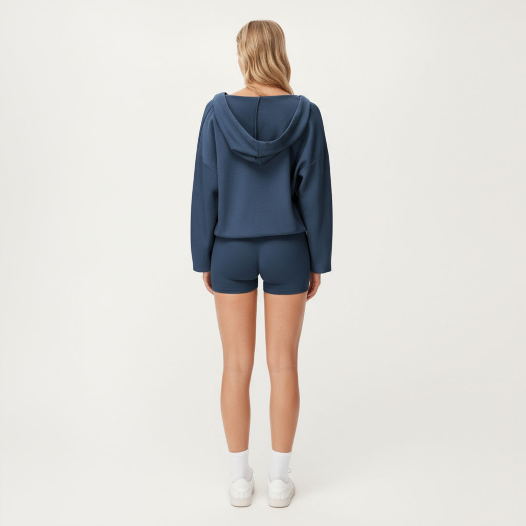 Anna-Kaci Active Women's Waffle Knit Long Sleeve Active Hoodie Top with Deep V-Neckline Relaxed Fit and Soft Stretch Texture for Everyday Comfort