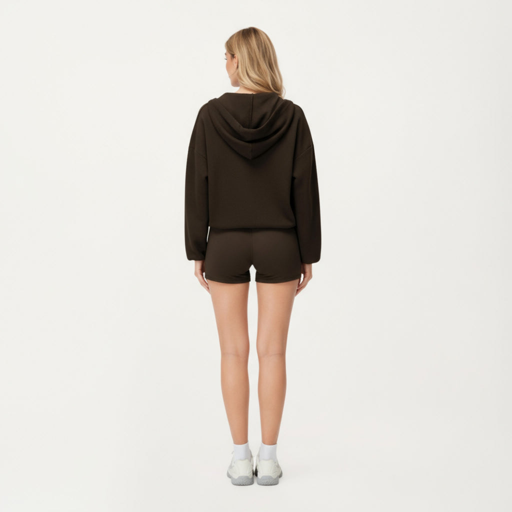 Anna-Kaci Active Women's Waffle Knit Long Sleeve Active Hoodie Top with Deep V-Neckline Relaxed Fit and Soft Stretch Texture for Everyday Comfort