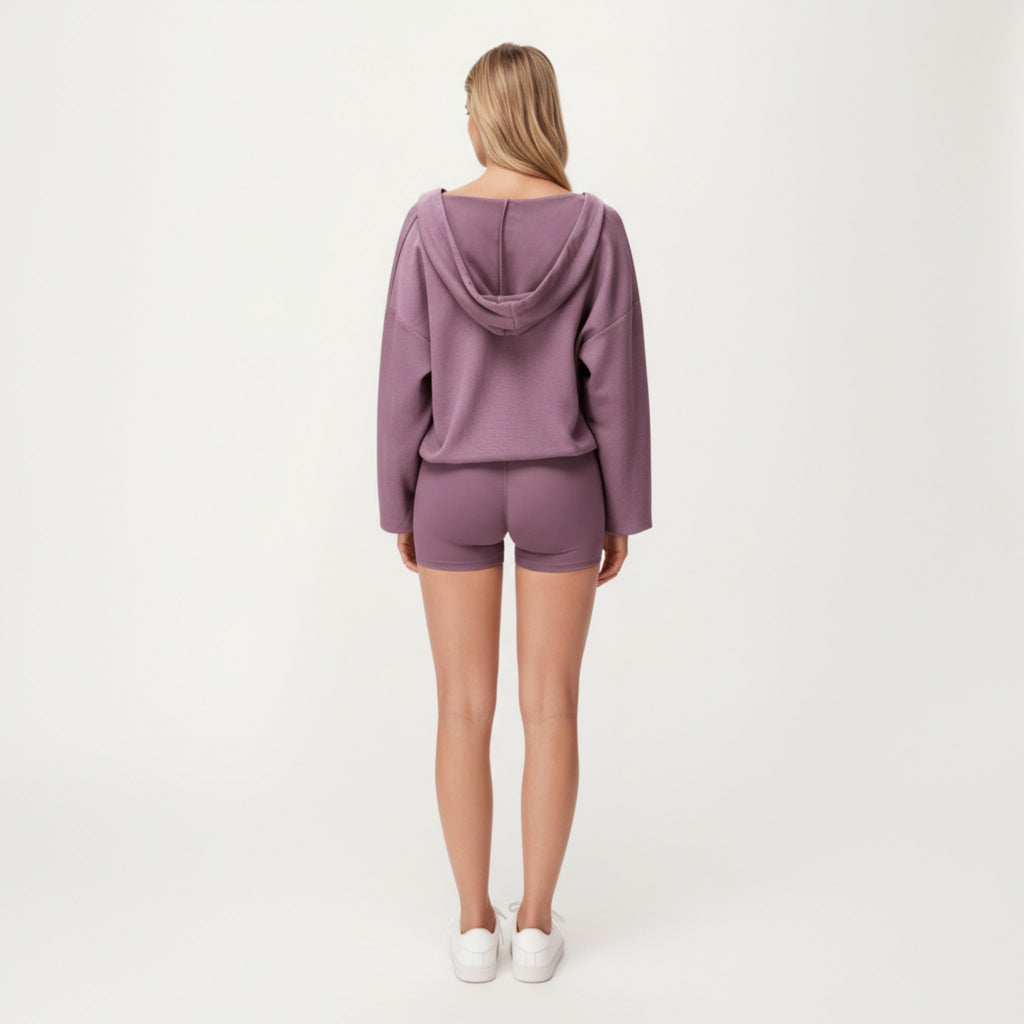 Anna-Kaci Active Women's Waffle Knit Long Sleeve Active Hoodie Top with Deep V-Neckline Relaxed Fit and Soft Stretch Texture for Everyday Comfort
