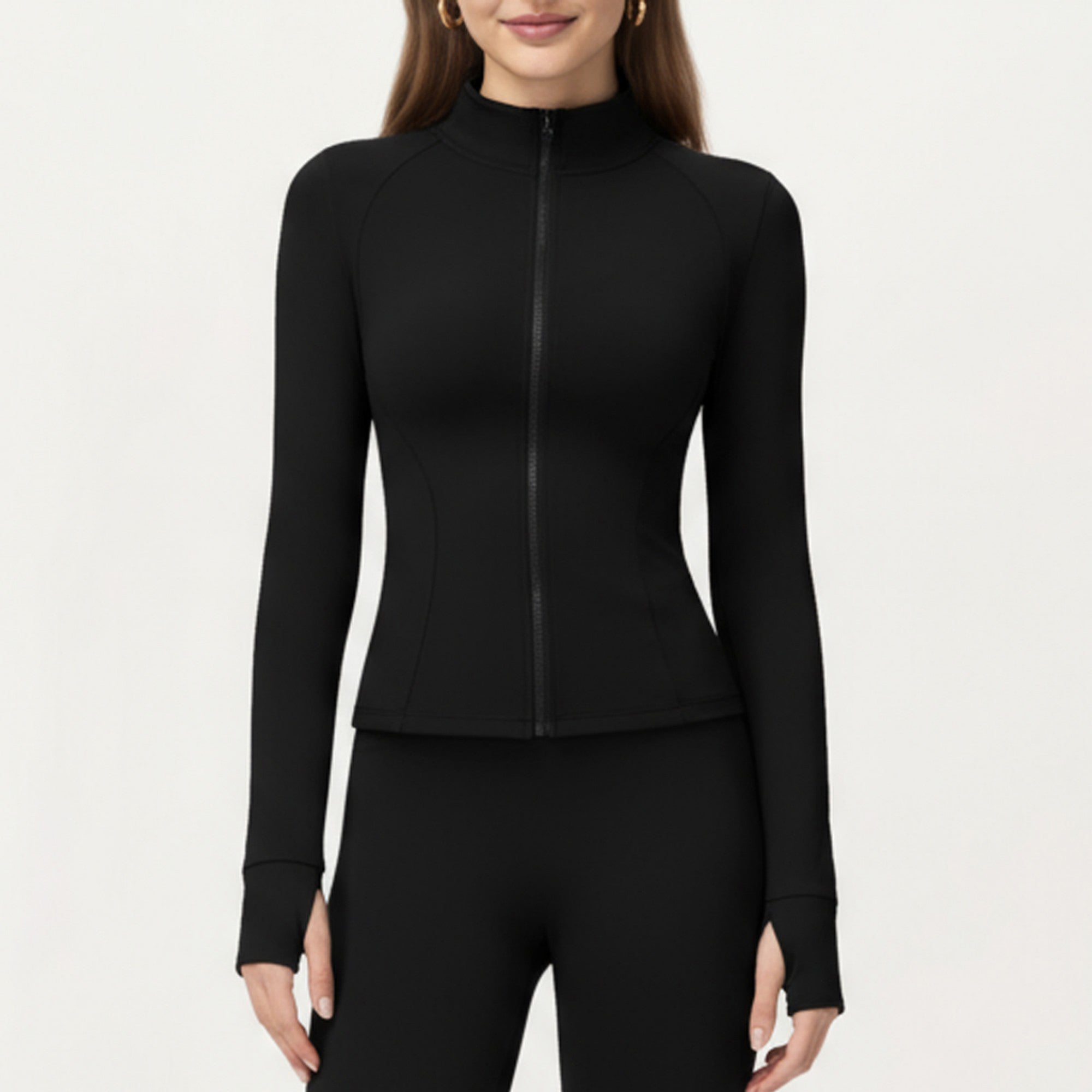 Anna-Kaci Active Women's Long Sleeve Active Jacket with Front Zip Closure Smooth Stretch Fabric and Contoured Seam Detailing for Sleek Fit