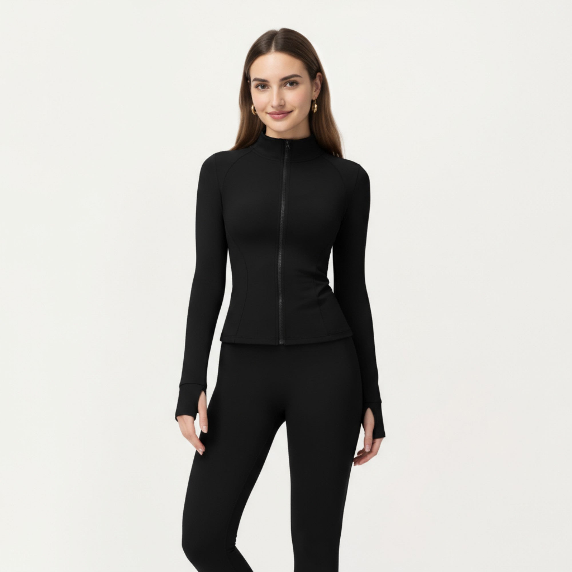 Anna-Kaci Active Women's Long Sleeve Active Jacket with Front Zip Closure Smooth Stretch Fabric and Contoured Seam Detailing for Sleek Fit