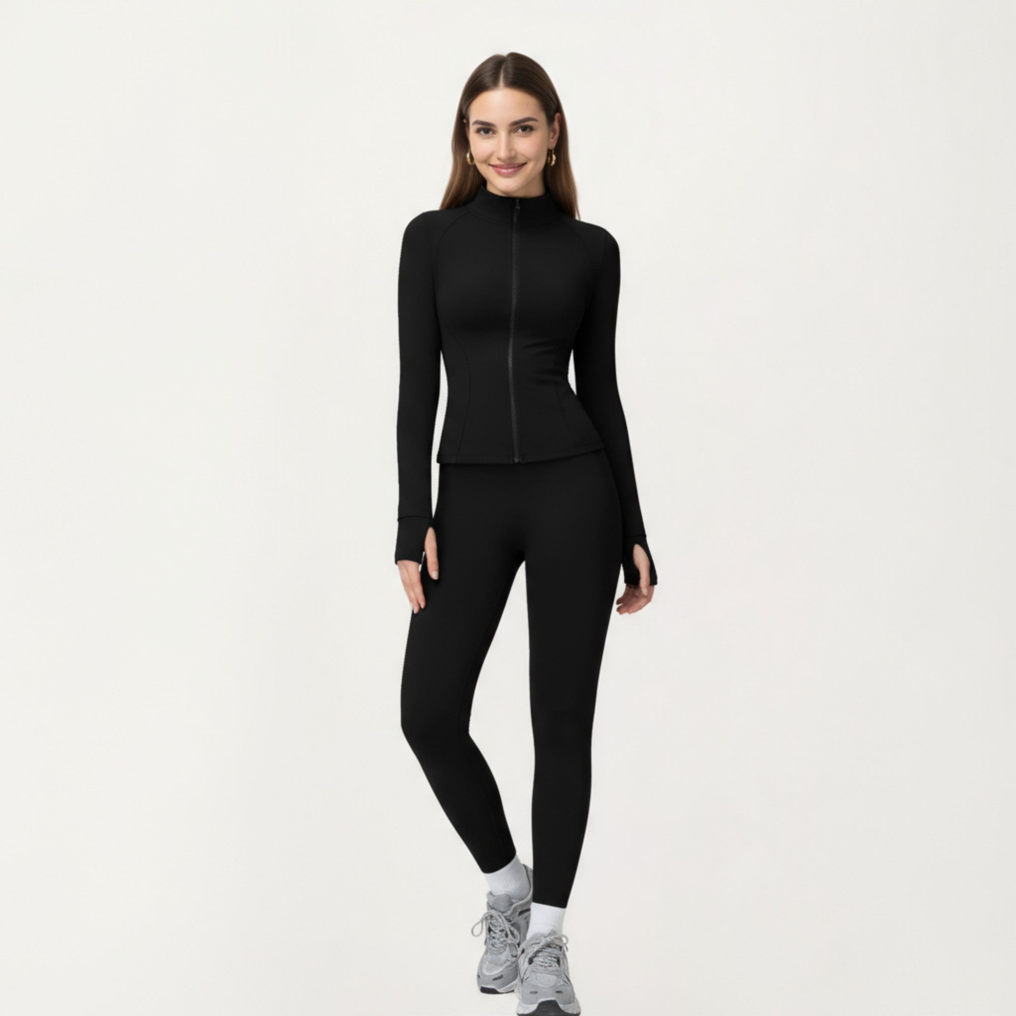 Anna-Kaci Active Women's Long Sleeve Active Jacket with Front Zip Closure Smooth Stretch Fabric and Contoured Seam Detailing for Sleek Fit