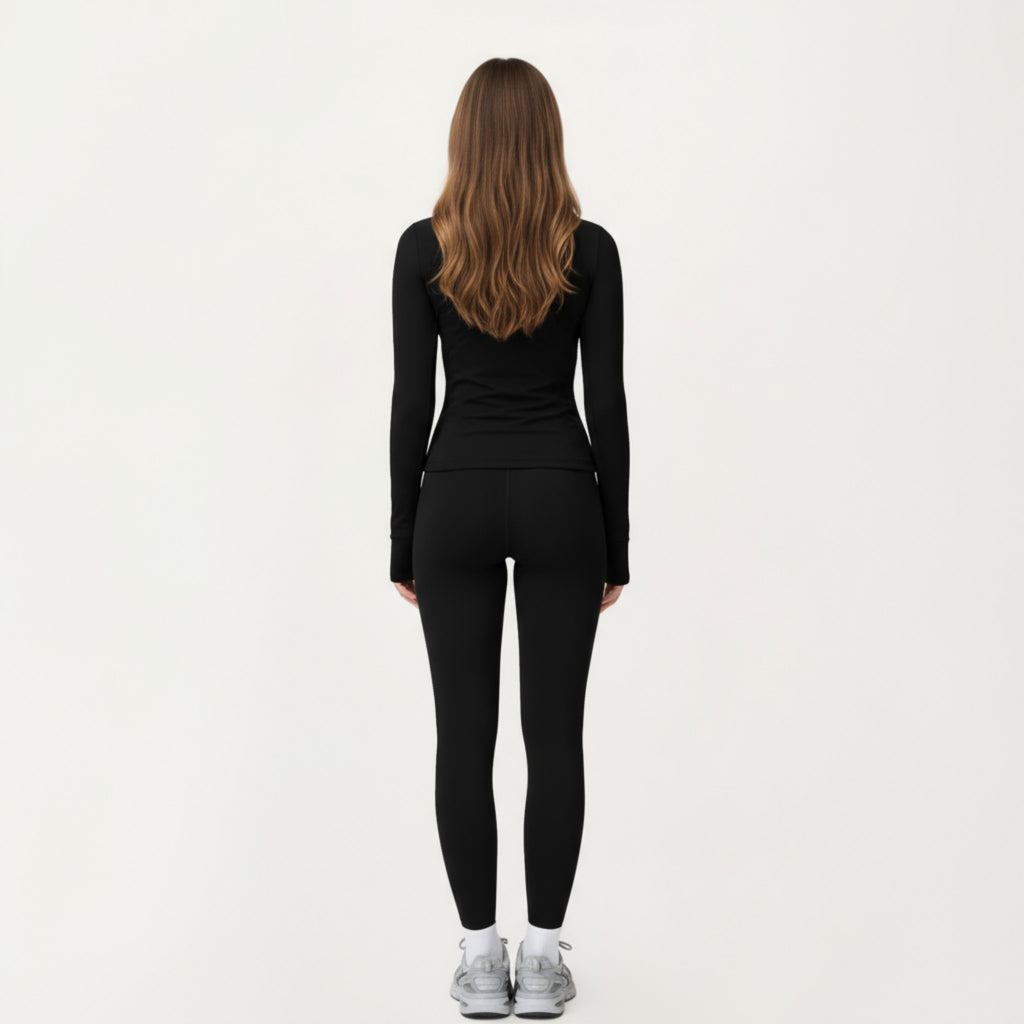 Anna-Kaci Active Women's Long Sleeve Active Jacket with Front Zip Closure Smooth Stretch Fabric and Contoured Seam Detailing for Sleek Fit