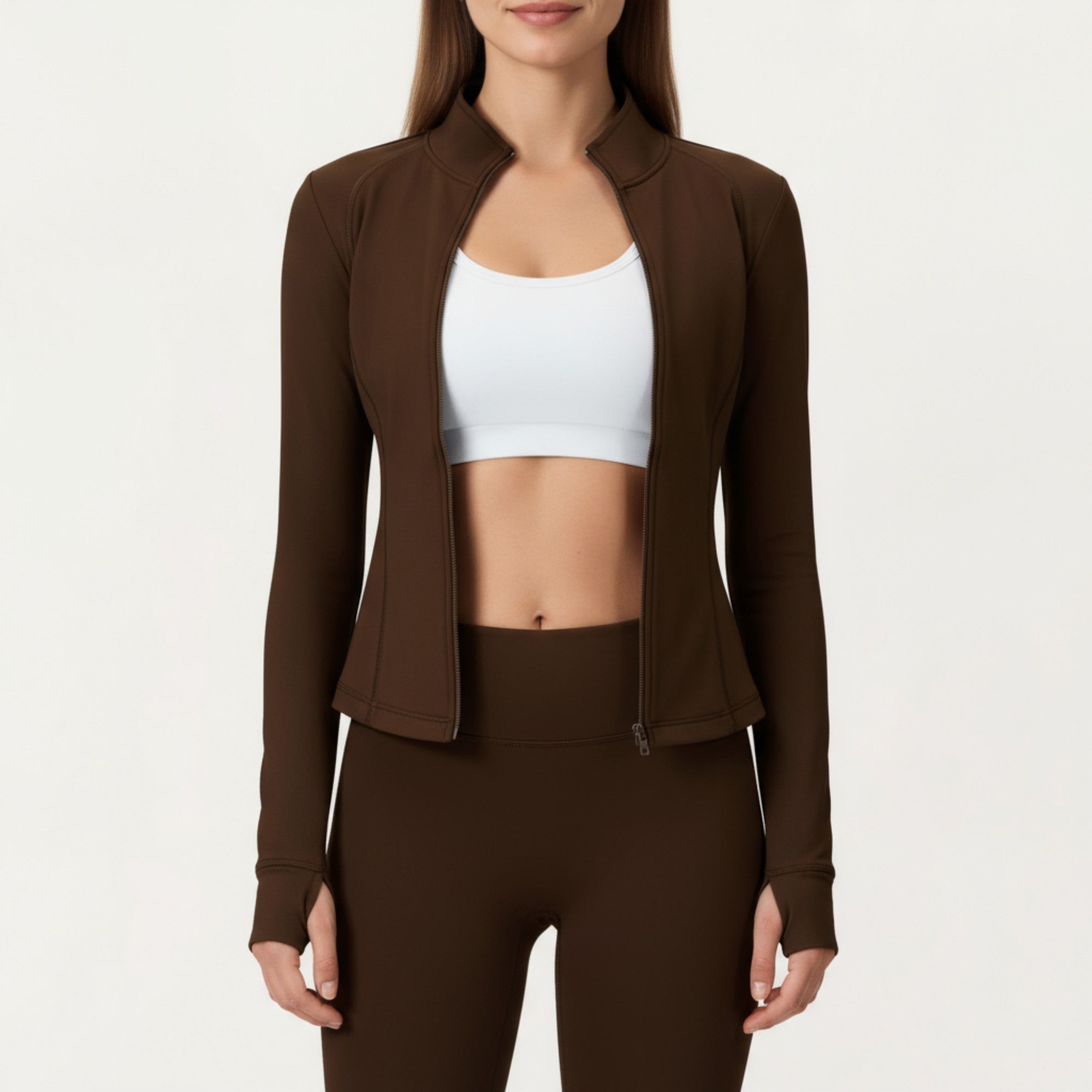 Anna-Kaci Active Women's Long Sleeve Active Jacket with Front Zip Closure Smooth Stretch Fabric and Contoured Seam Detailing for Sleek Fit