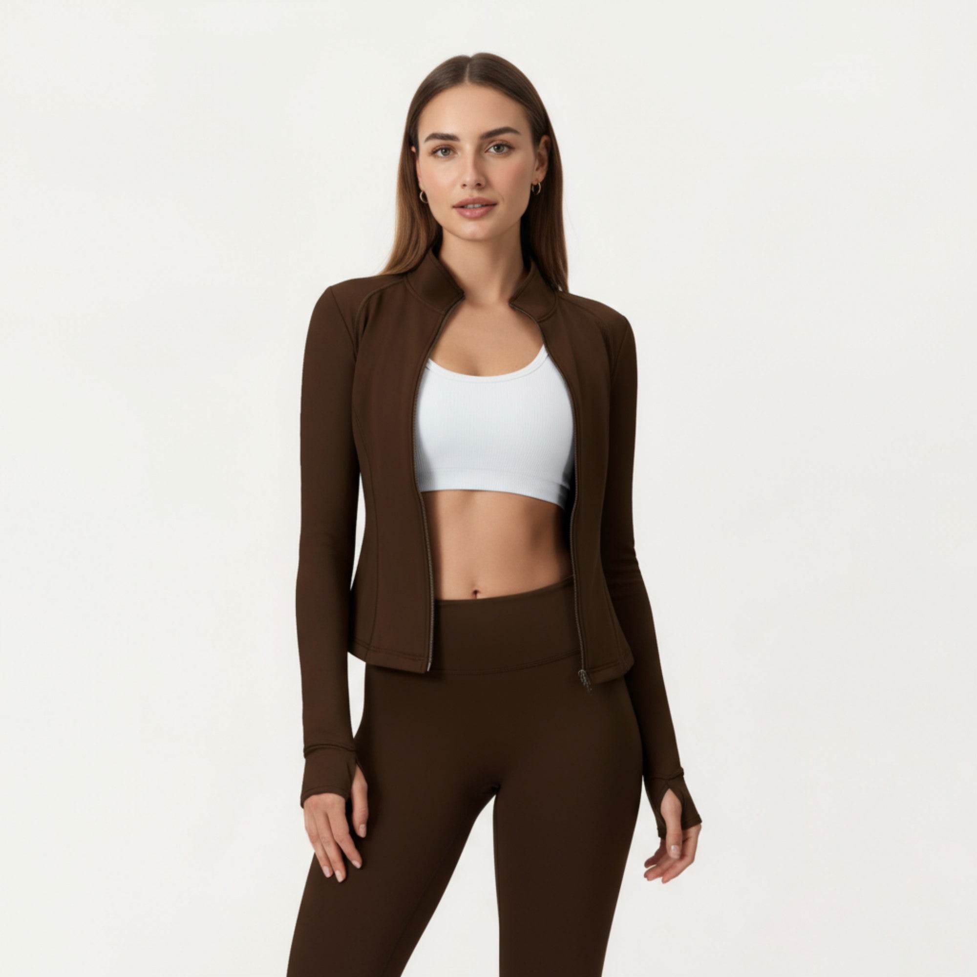 Anna-Kaci Active Women's Long Sleeve Active Jacket with Front Zip Closure Smooth Stretch Fabric and Contoured Seam Detailing for Sleek Fit