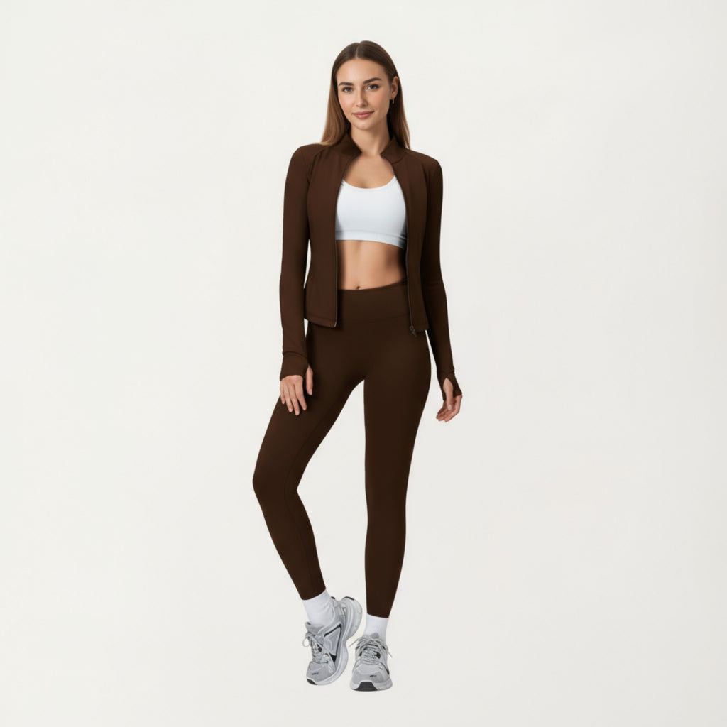 Anna-Kaci Active Women's Long Sleeve Active Jacket with Front Zip Closure Smooth Stretch Fabric and Contoured Seam Detailing for Sleek Fit