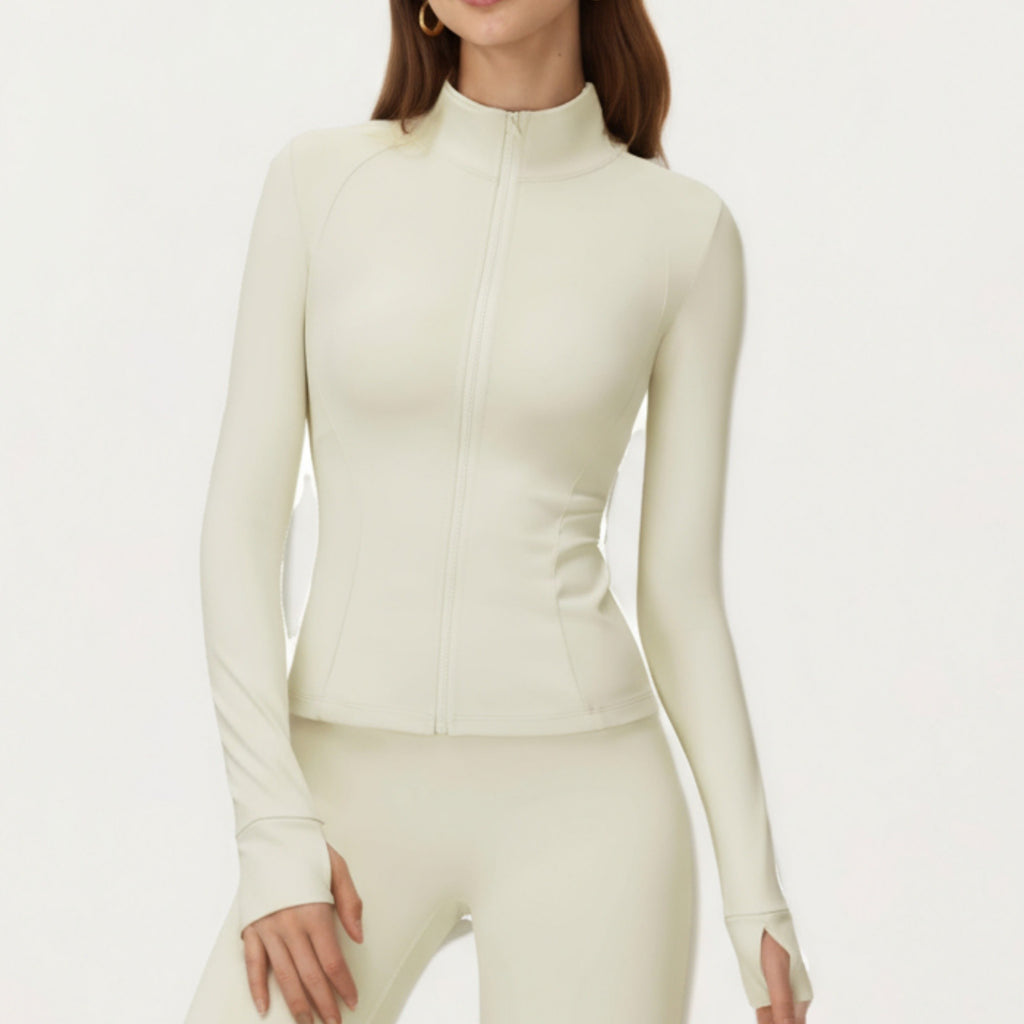 Anna-Kaci Active Women's Long Sleeve Active Jacket with Front Zip Closure Smooth Stretch Fabric and Contoured Seam Detailing for Sleek Fit