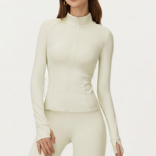 Anna-Kaci Active Women's Long Sleeve Active Jacket with Front Zip Closure Smooth Stretch Fabric and Contoured Seam Detailing for Sleek Fit