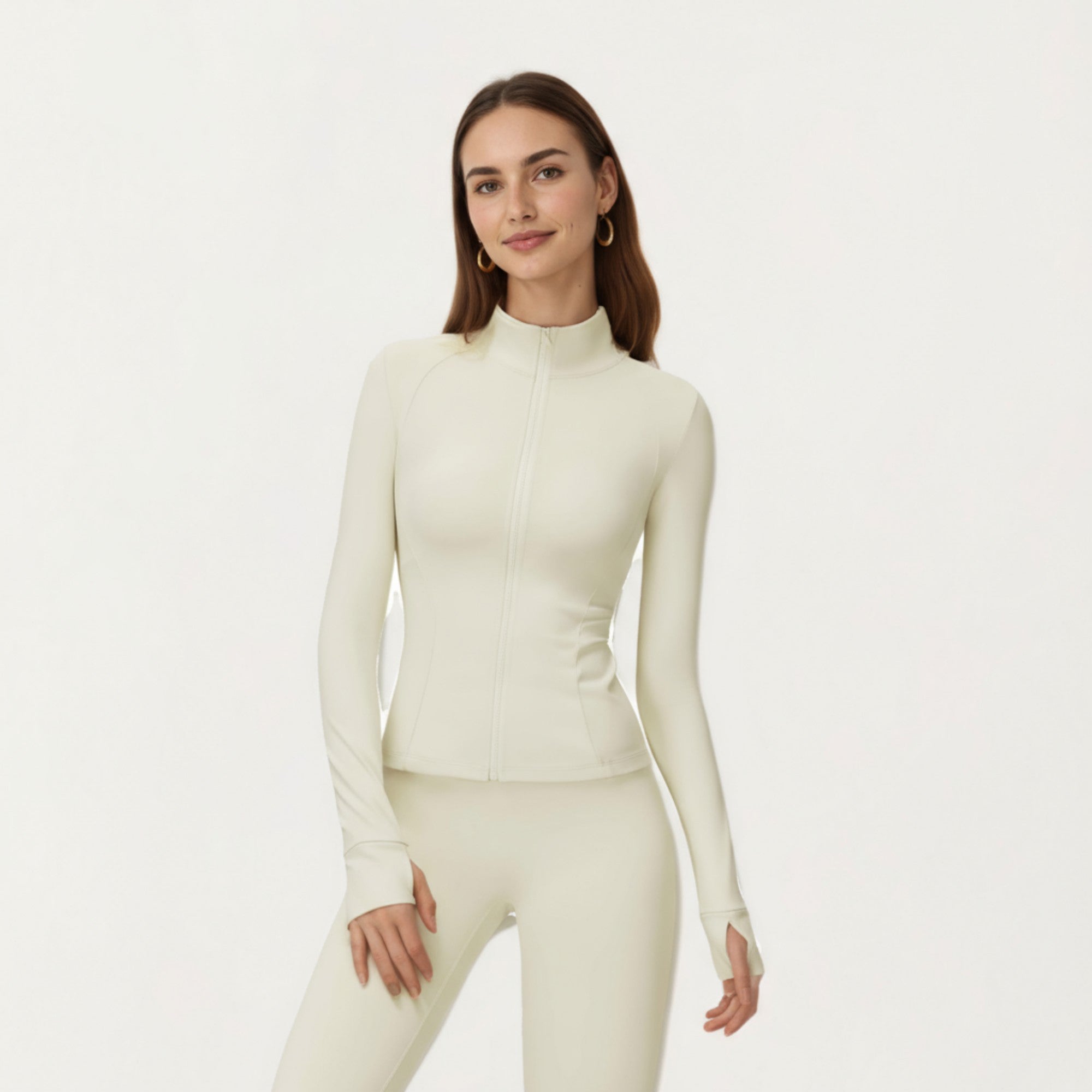 Anna-Kaci Active Women's Long Sleeve Active Jacket with Front Zip Closure Smooth Stretch Fabric and Contoured Seam Detailing for Sleek Fit