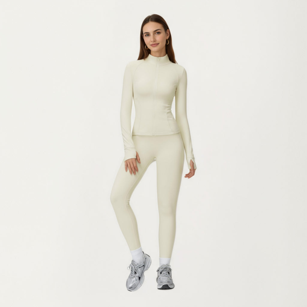 Anna-Kaci Active Women's Long Sleeve Active Jacket with Front Zip Closure Smooth Stretch Fabric and Contoured Seam Detailing for Sleek Fit
