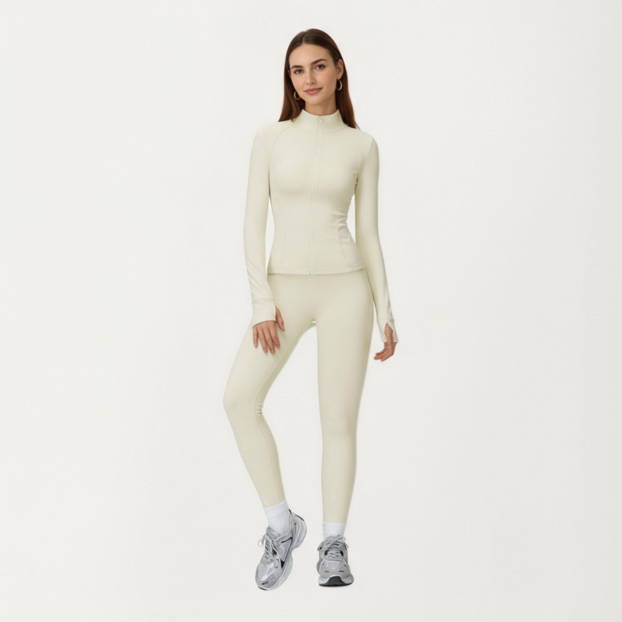 Anna-Kaci Active Women's Long Sleeve Active Jacket with Front Zip Closure Smooth Stretch Fabric and Contoured Seam Detailing for Sleek Fit