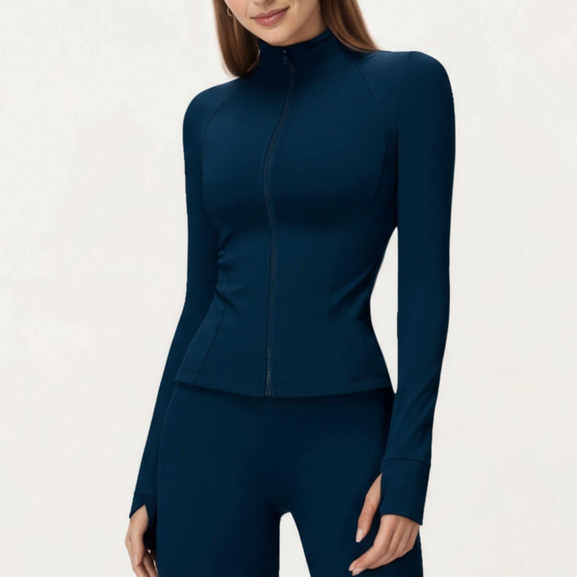 Anna-Kaci Active Women's Long Sleeve Active Jacket with Front Zip Closure Smooth Stretch Fabric and Contoured Seam Detailing for Sleek Fit