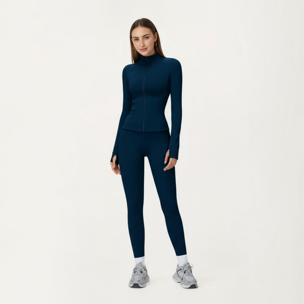 Anna-Kaci Active Women's Long Sleeve Active Jacket with Front Zip Closure Smooth Stretch Fabric and Contoured Seam Detailing for Sleek Fit