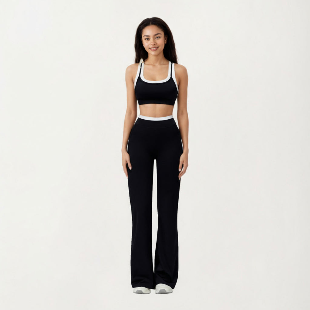 Anna-Kaci Active Women's High Waist Flare Leg Active Pants with Wide Supportive Waistband and Smooth Streamlined Silhouette for Everyday Comfort