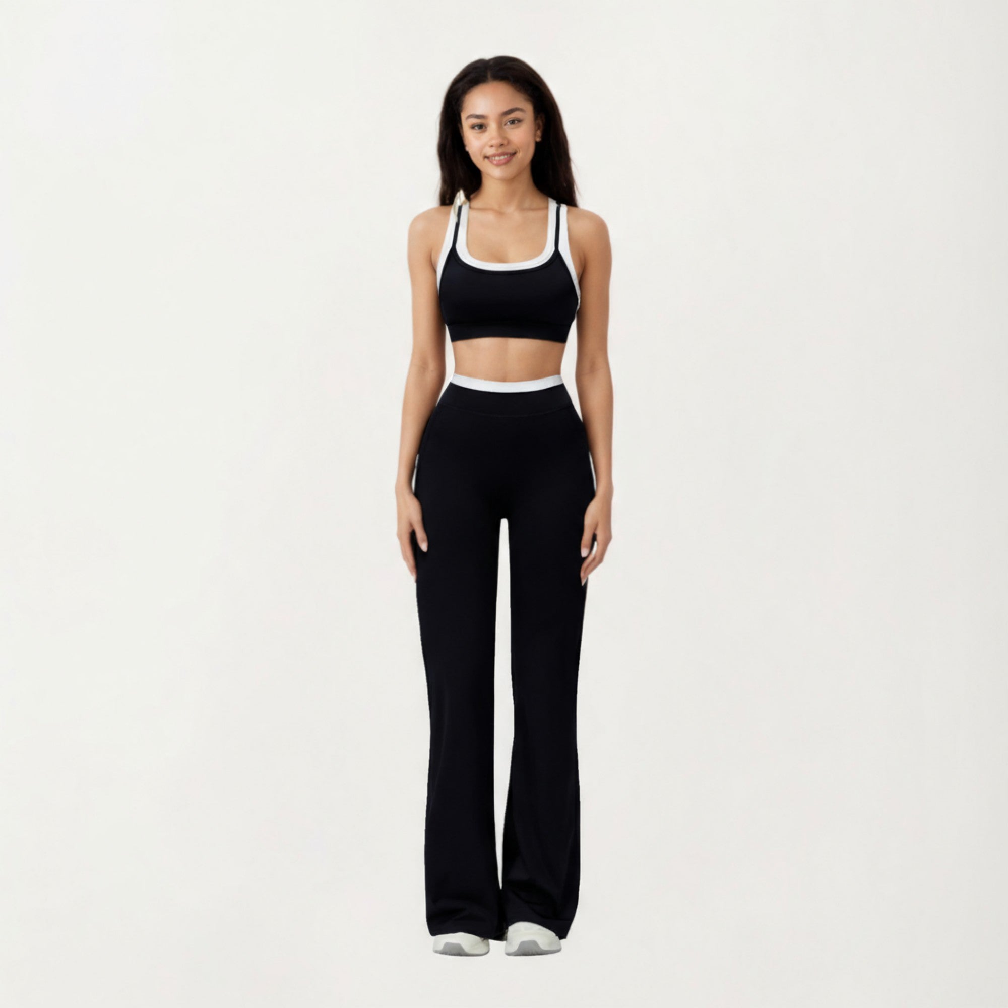 Anna-Kaci Active Women's High Waist Flare Leg Active Pants with Wide Supportive Waistband and Smooth Streamlined Silhouette for Everyday Comfort