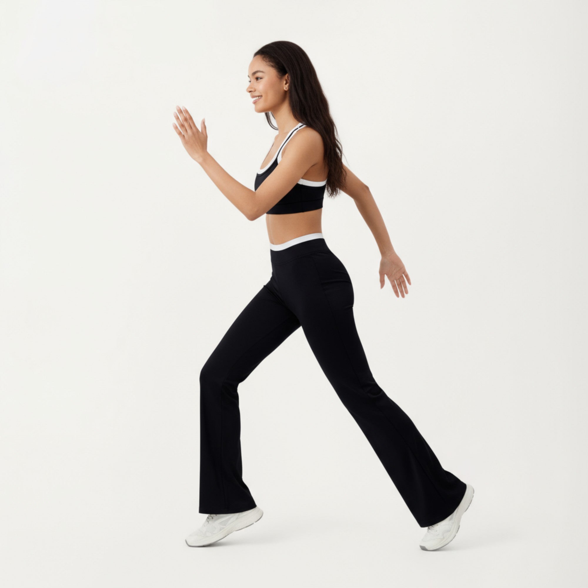 Anna-Kaci Active Women's High Waist Flare Leg Active Pants with Wide Supportive Waistband and Smooth Streamlined Silhouette for Everyday Comfort