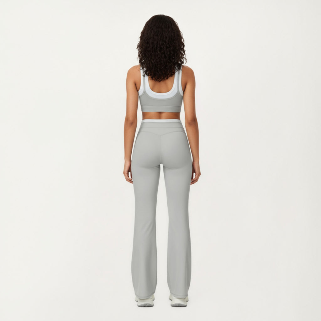 Anna-Kaci Active Women's High Waist Flare Leg Active Pants with Wide Supportive Waistband and Smooth Streamlined Silhouette for Everyday Comfort