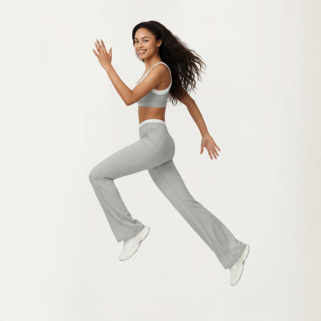 Anna-Kaci Active Women's High Waist Flare Leg Active Pants with Wide Supportive Waistband and Smooth Streamlined Silhouette for Everyday Comfort
