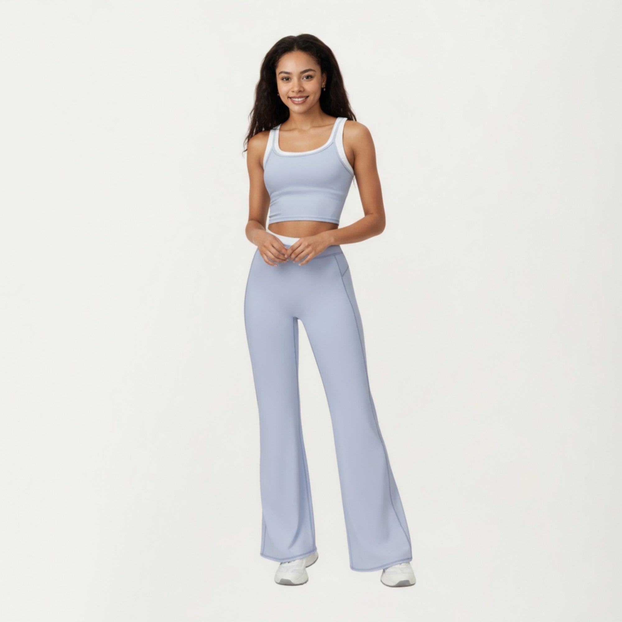 Anna-Kaci Active Women's High Waist Flare Leg Active Pants with Wide Supportive Waistband and Smooth Streamlined Silhouette for Everyday Comfort