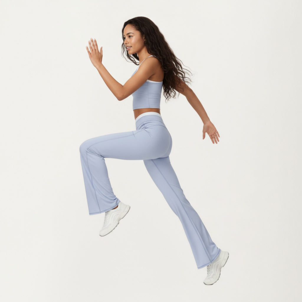 Anna-Kaci Active Women's High Waist Flare Leg Active Pants with Wide Supportive Waistband and Smooth Streamlined Silhouette for Everyday Comfort