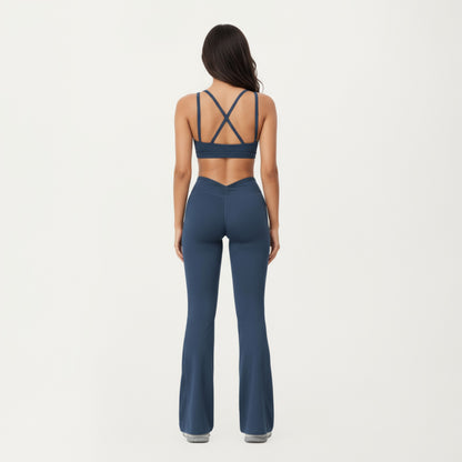 Anna-Kaci Active Women's High Waist Flare Leg Athletic Pants with Smooth Stretch Fabric and Contoured Supportive Fit for Comfortable Daily Movement