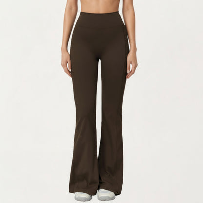 Anna-Kaci Active Women's High Waist Flare Leg Athletic Pants with Smooth Stretch Fabric and Contoured Supportive Fit for Comfortable Daily Movement